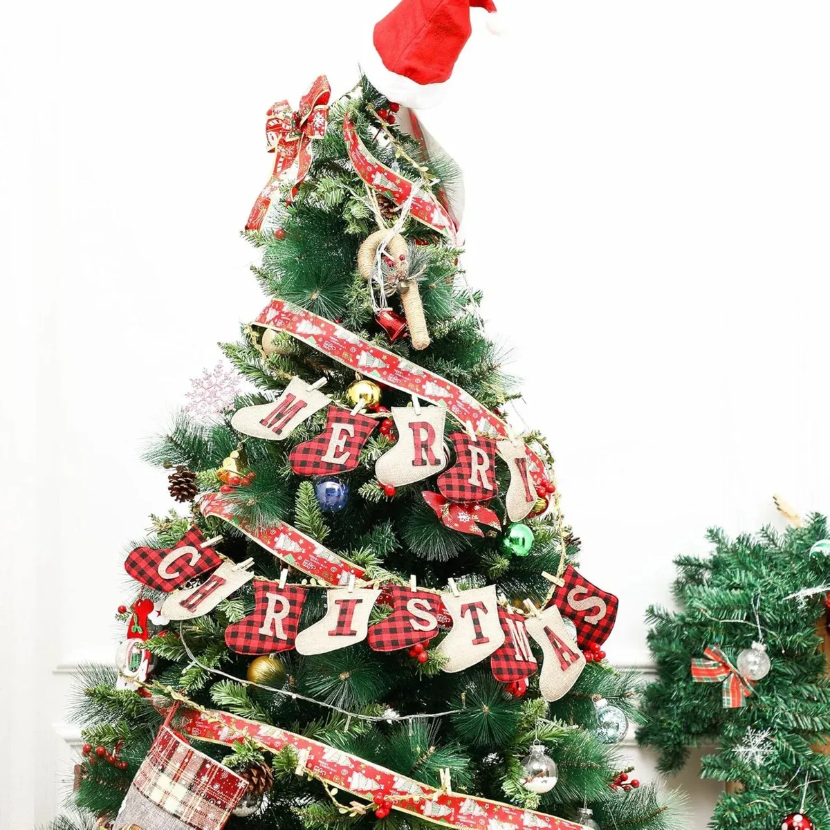 Merry Christmas Banners, Sock Shaped Burlap - Image 3