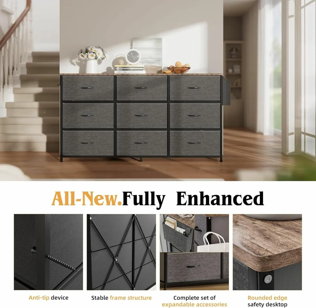 Christmans Fabric Chest of Drawers Large TV Stand - Image 3