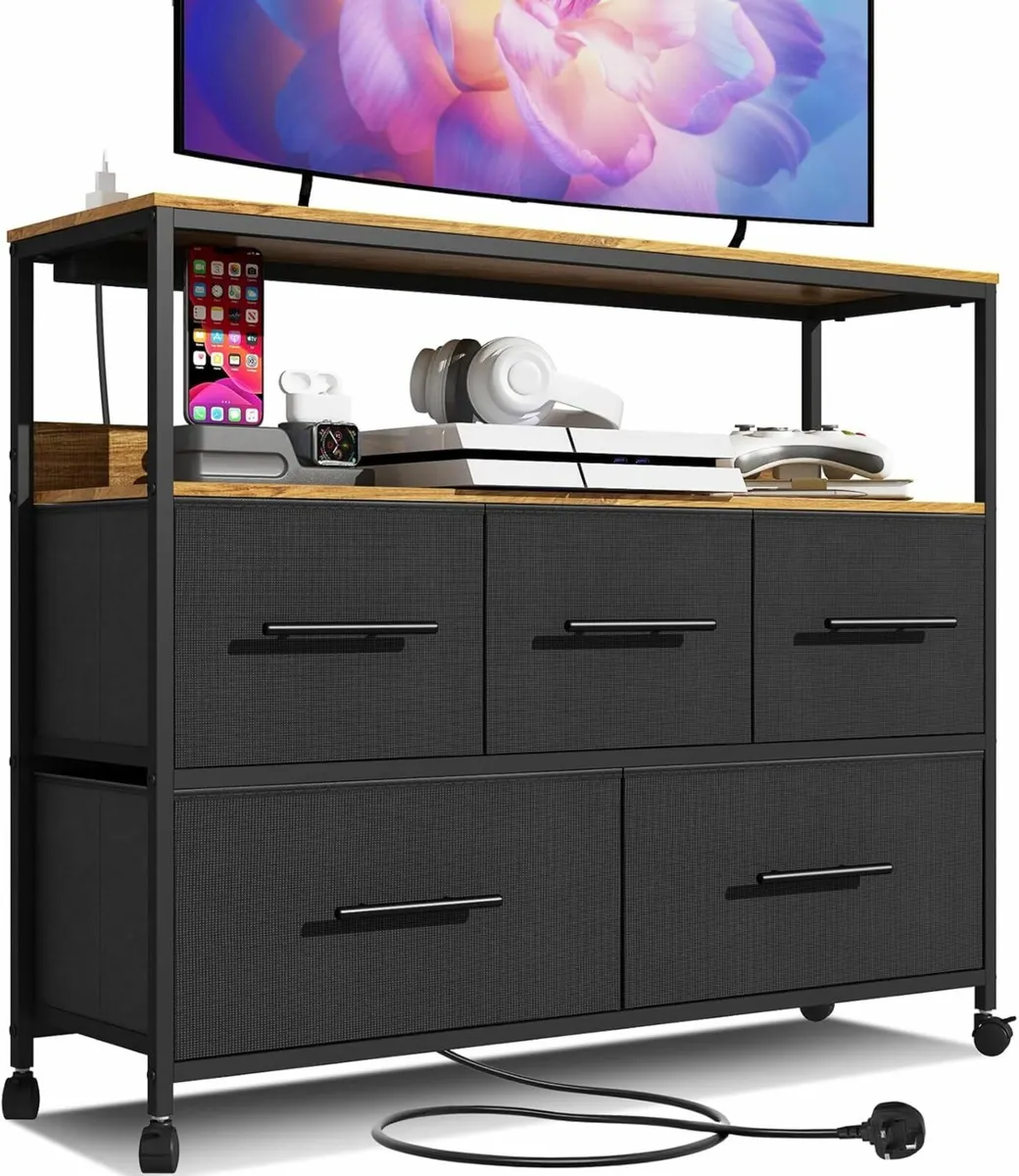Chest of Drawers Charging, Bedroom TV Stand - Image 1