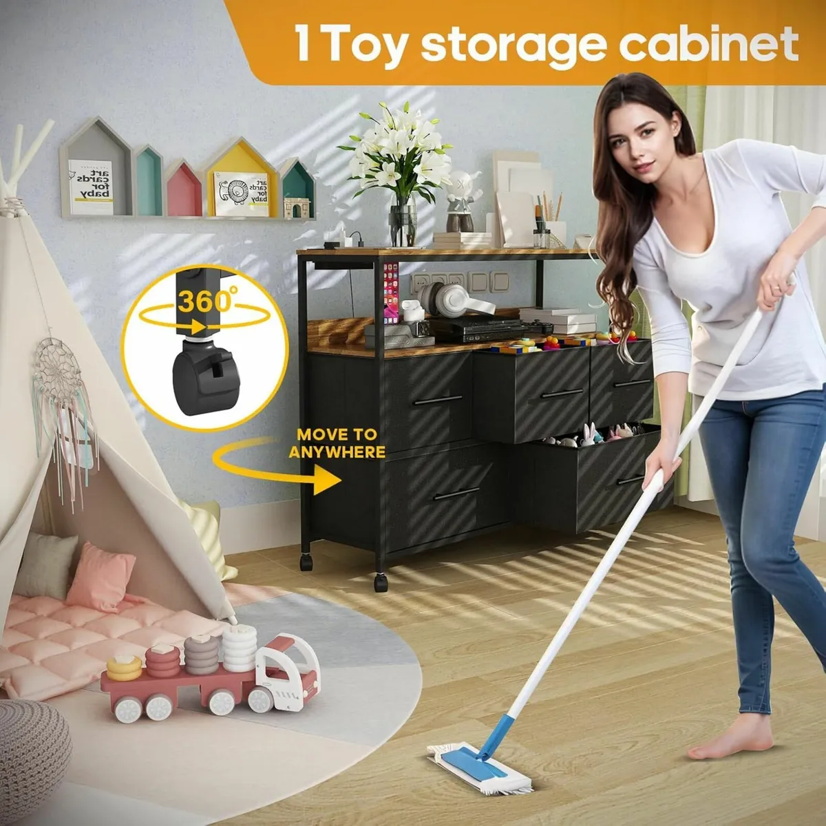 Chest of Drawers Charging, Bedroom TV Stand - Image 3