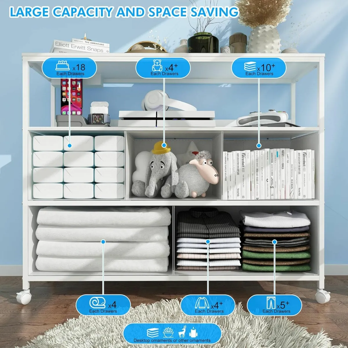 Chest of Drawers Charging, TV Stand Storage - Image 4