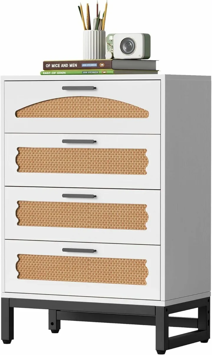 4 Drawers Rattan Dresser Easy to Assemble Closet - Image 1