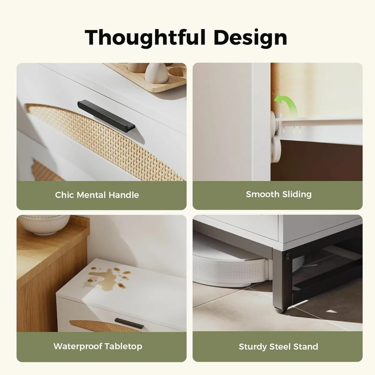 4 Drawers Rattan Dresser Easy to Assemble Closet - Image 3