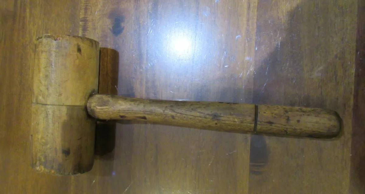 antique vintage tools HAMMER MALLET cottage cave - Image 3