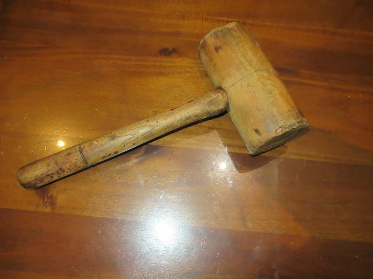 antique vintage tools HAMMER MALLET cottage cave - Image 2