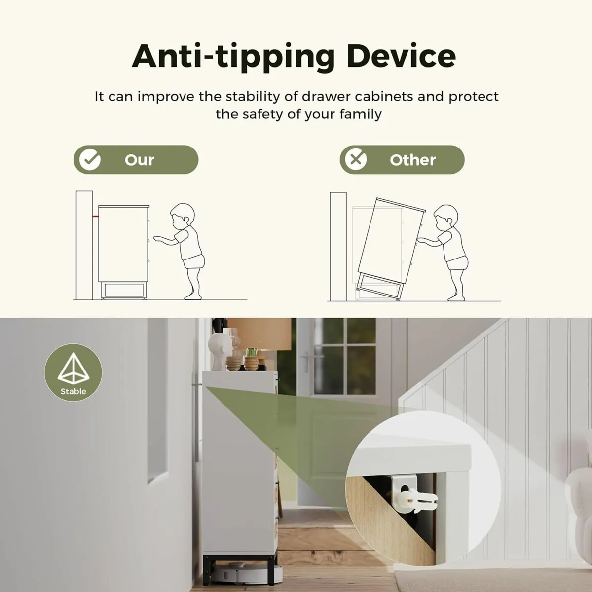 5 Drawers Rattan Dresser Rattan Chest of Drawers - Image 2