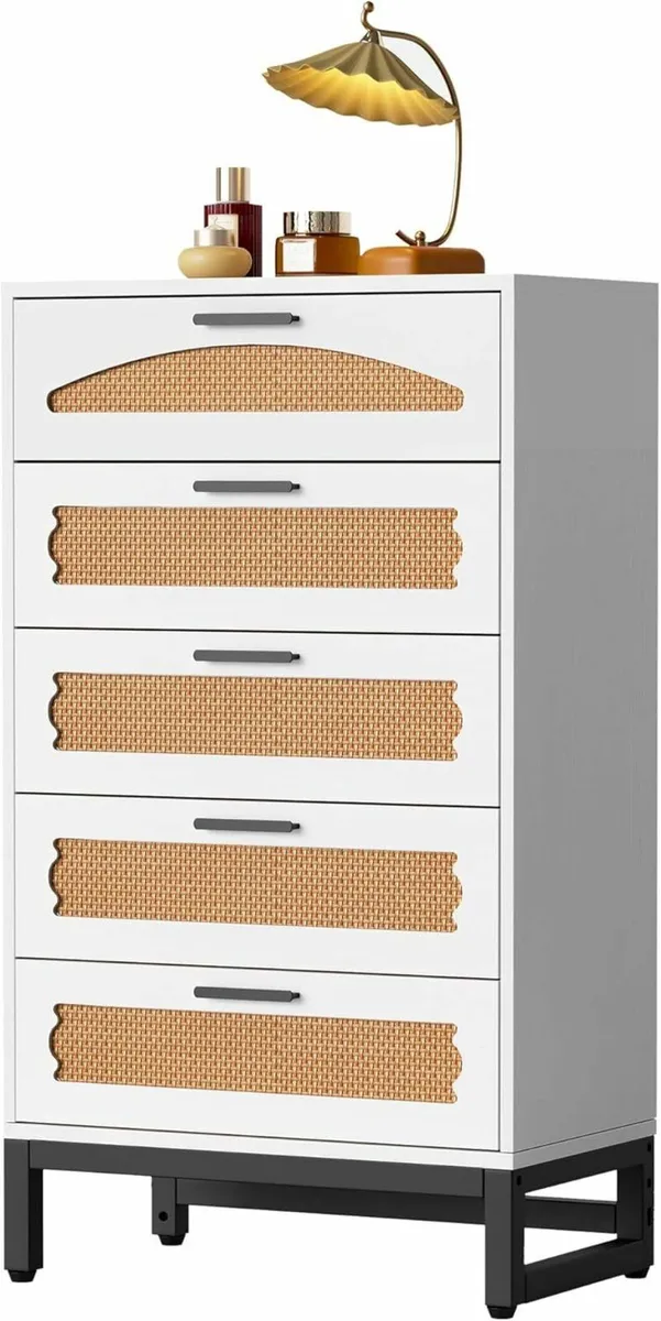 5 Drawers Rattan Dresser Rattan Chest of Drawers - Image 1