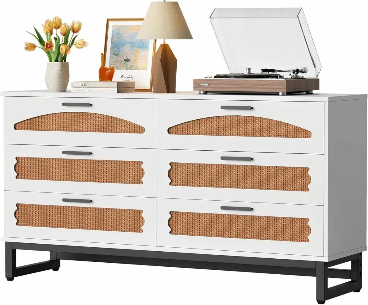 6 Drawers Rattan Dresser Chest of Drawers - Image 1