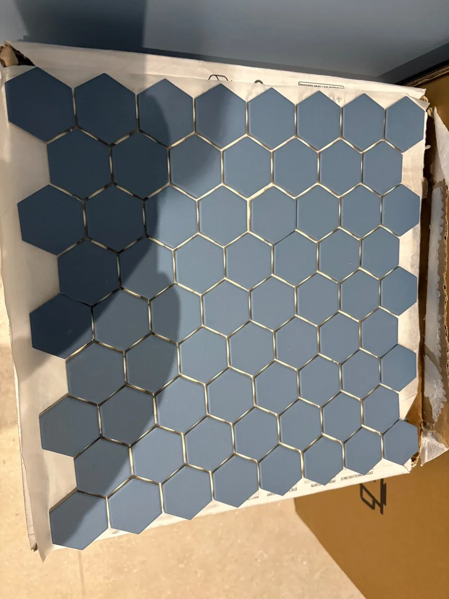 5sqm Hexa Cadet blue mosaic tile - Image 1
