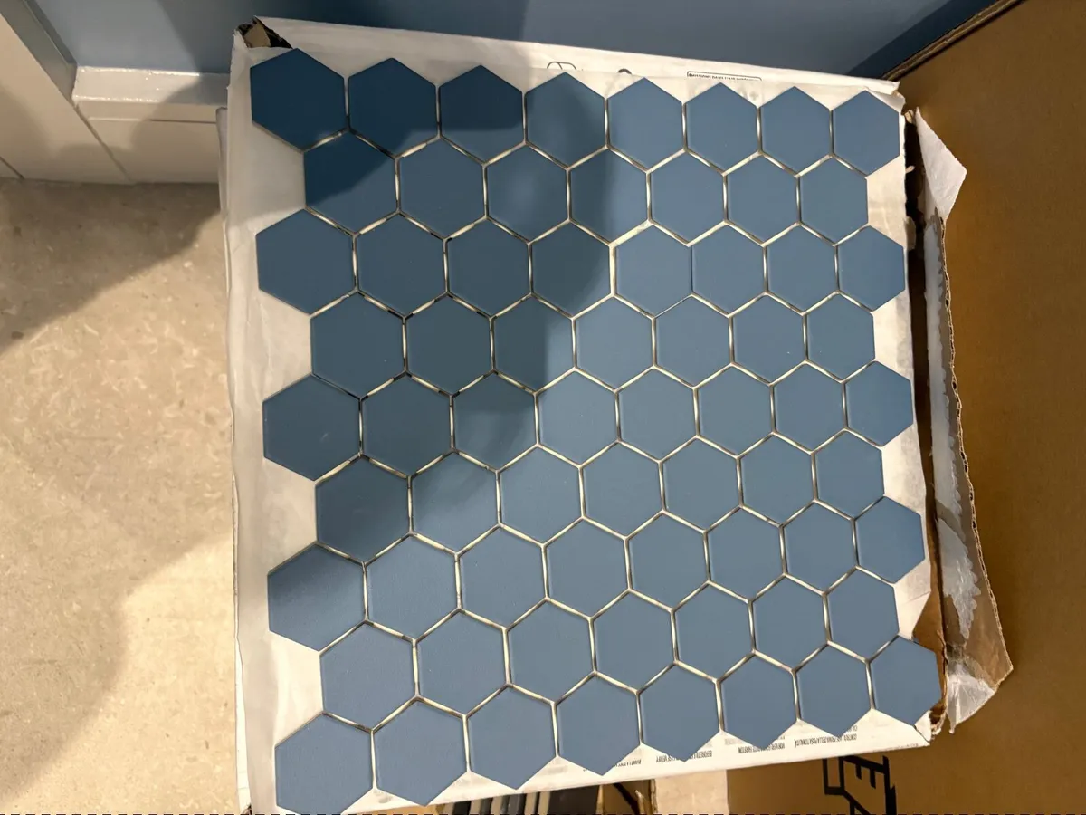 5sqm Hexa Cadet blue mosaic tile - Image 2
