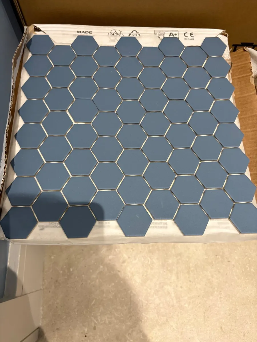 5sqm Hexa Cadet blue mosaic tile - Image 3