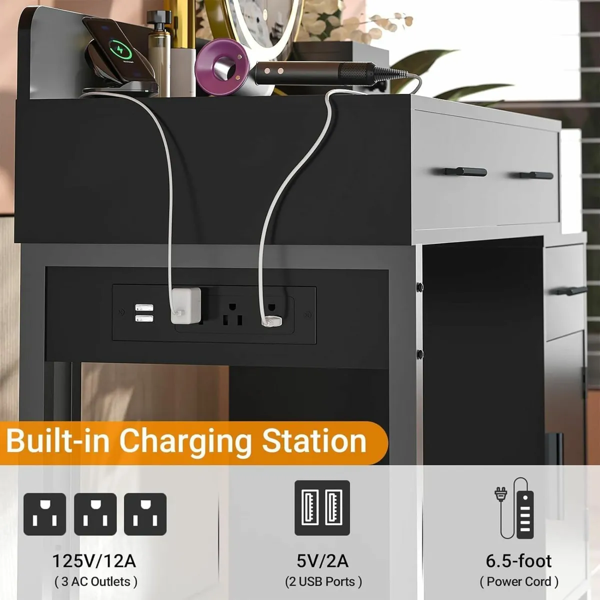 Dressing Table Vanity Desk 4 Storage Drawers - Image 4