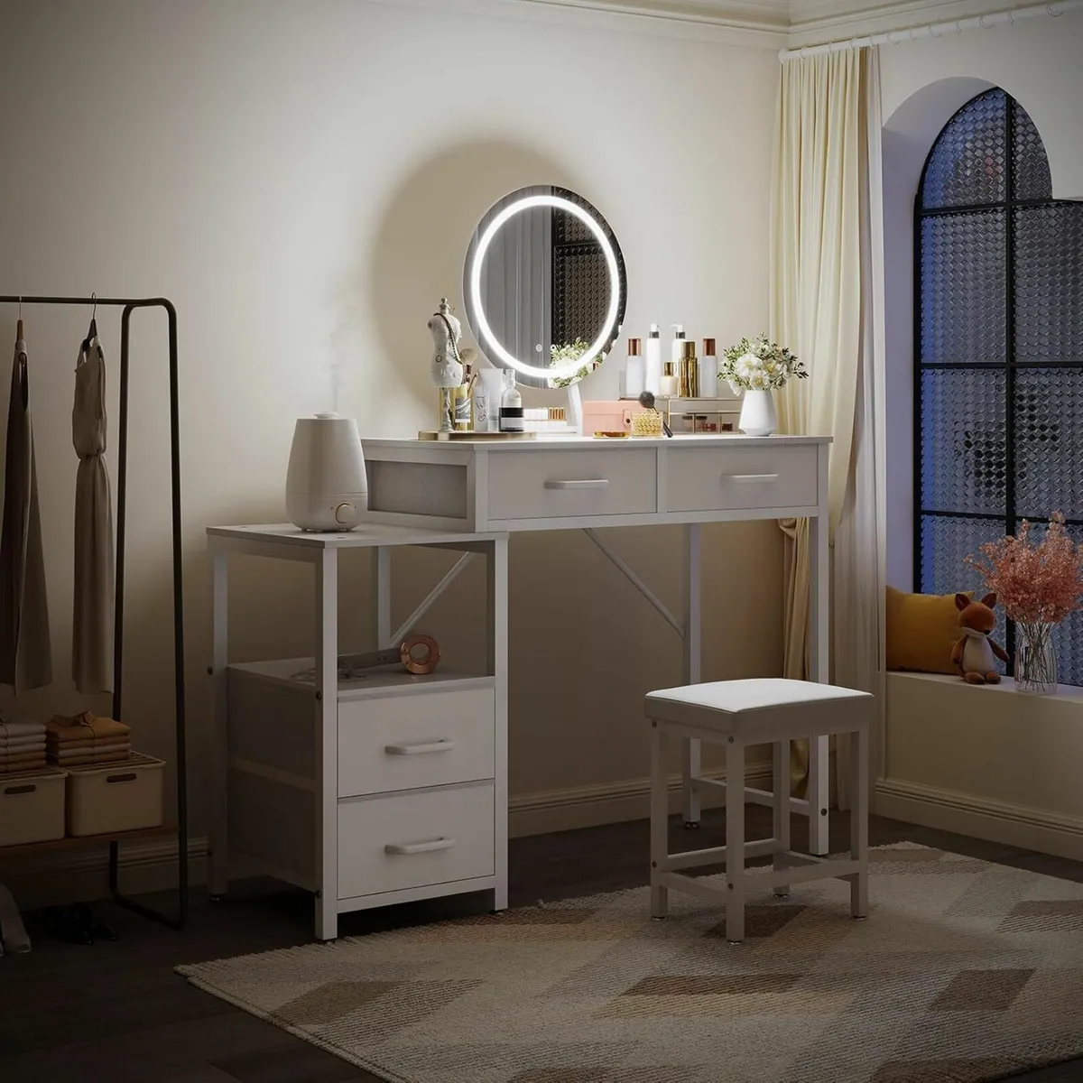 Vanity Desk Adjustable LED Mirror Dressing Table - Image 2