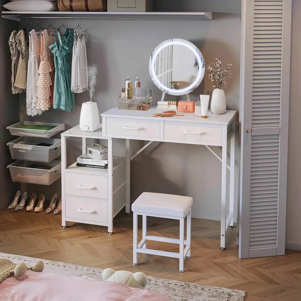 Vanity Desk Adjustable LED Mirror Dressing Table - Image 3