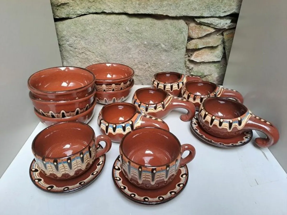 Vintage Bulgarian Troyan bowls and cups - Image 1