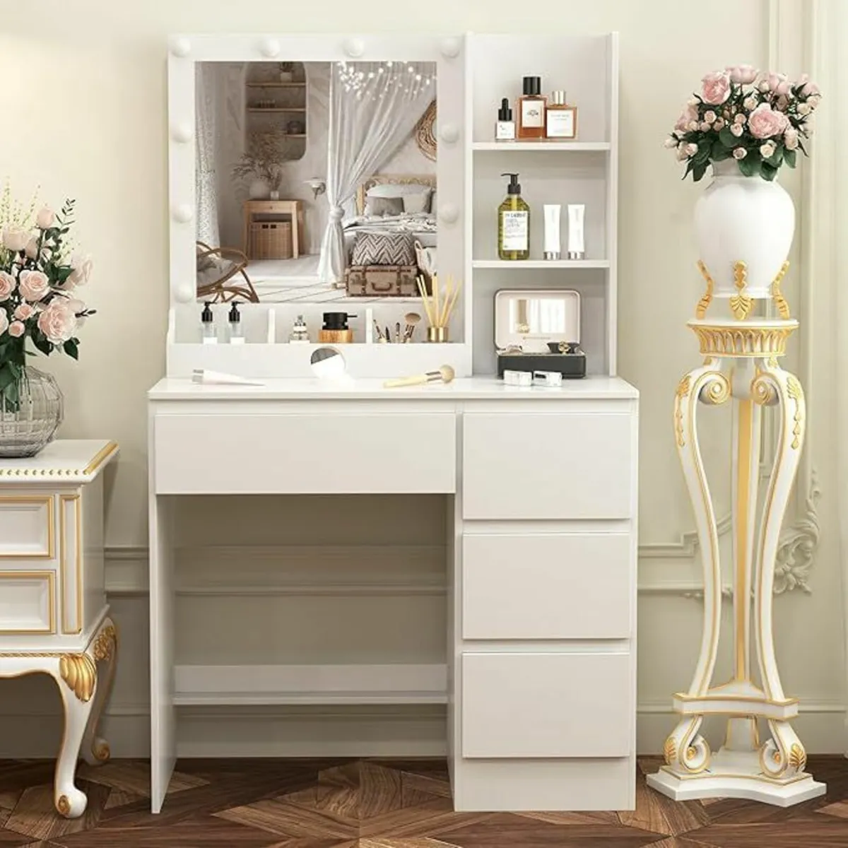 Dressing Table with Light and Mirror Vanity Desk - Image 1