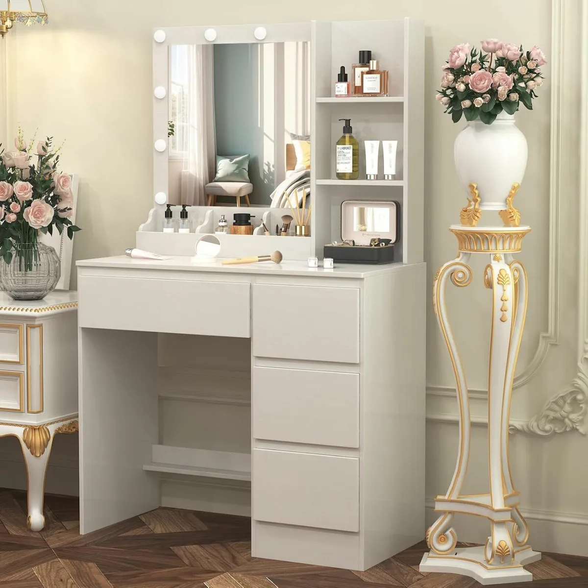 Dressing Table with Light and Mirror Vanity Desk - Image 2