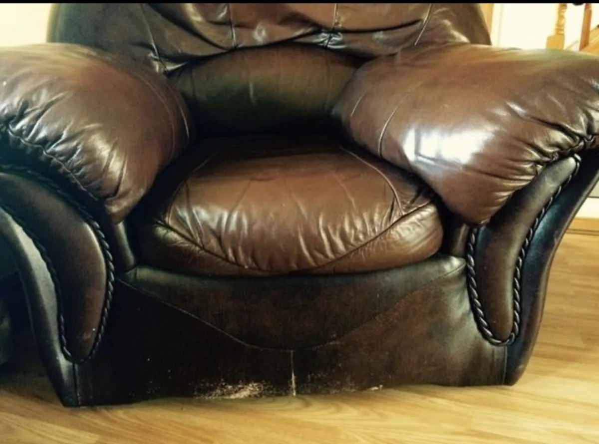Brown leather armchair FREE - Image 3