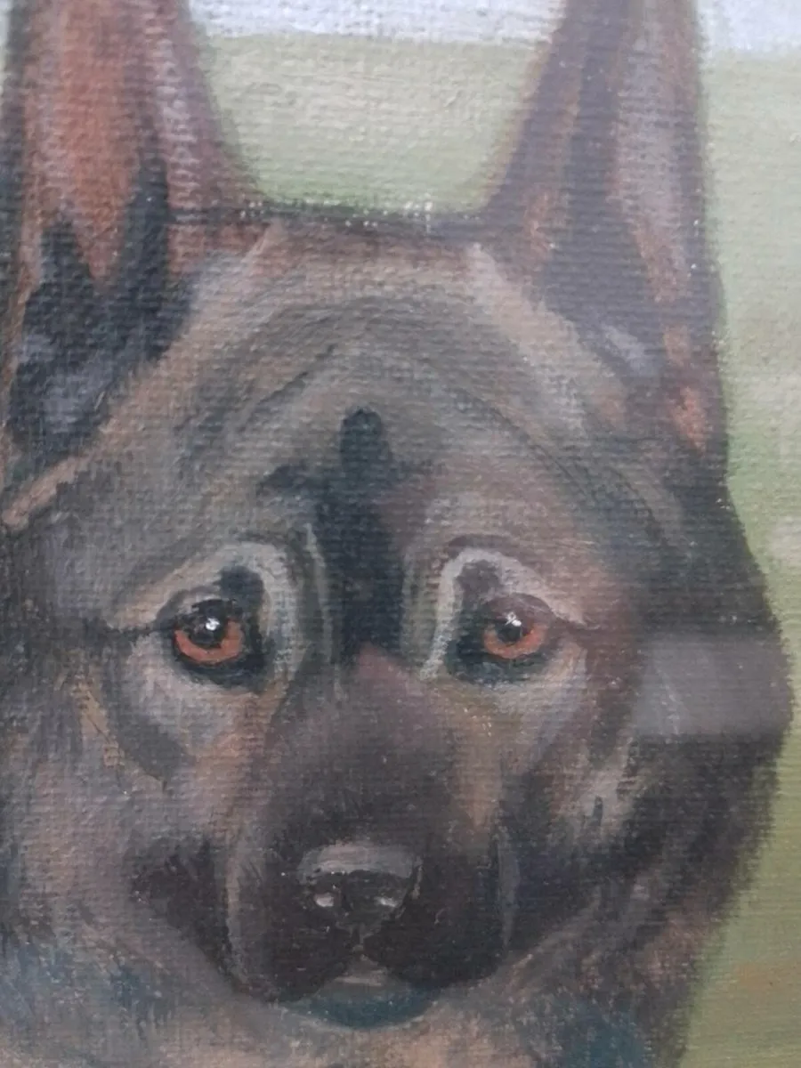 Antique R.A.V Hamilton Norwegian elkhounds oil pai - Image 1