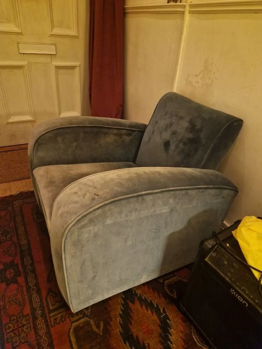 Mid century velvet armchair - Image 1