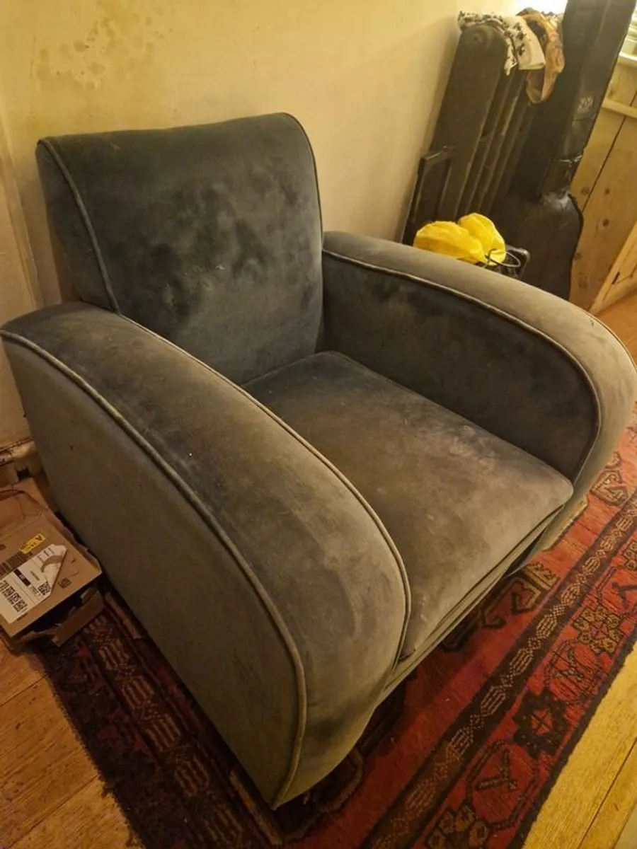 Mid century velvet armchair - Image 2
