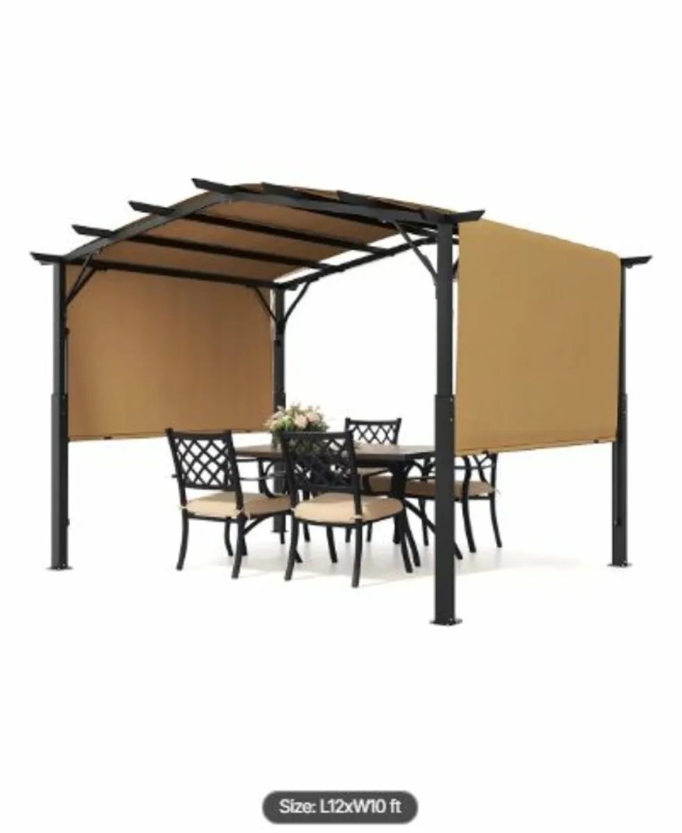 12 x10 ft Outdoor Pergola,Arched Top Metal Pergola - Image 1
