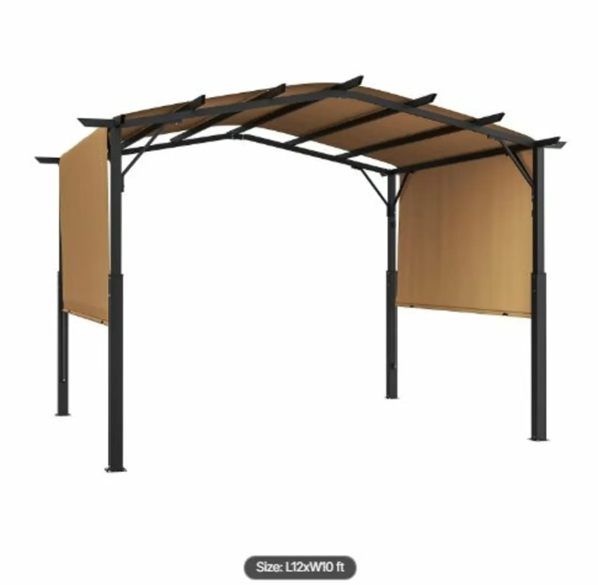 12 x10 ft Outdoor Pergola,Arched Top Metal Pergola - Image 3