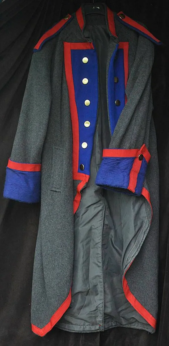 Costume:British Military Coat Grey Wool,Red Piping - Image 2
