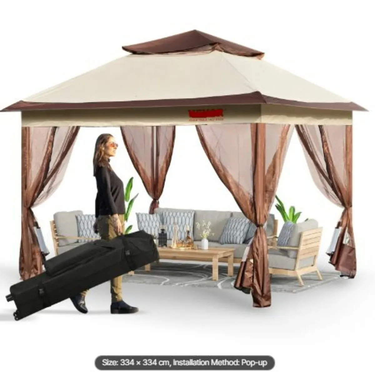 Patio Gazebo, 11 x 11 FT Pop up Gazebo for 8-10 - Image 1