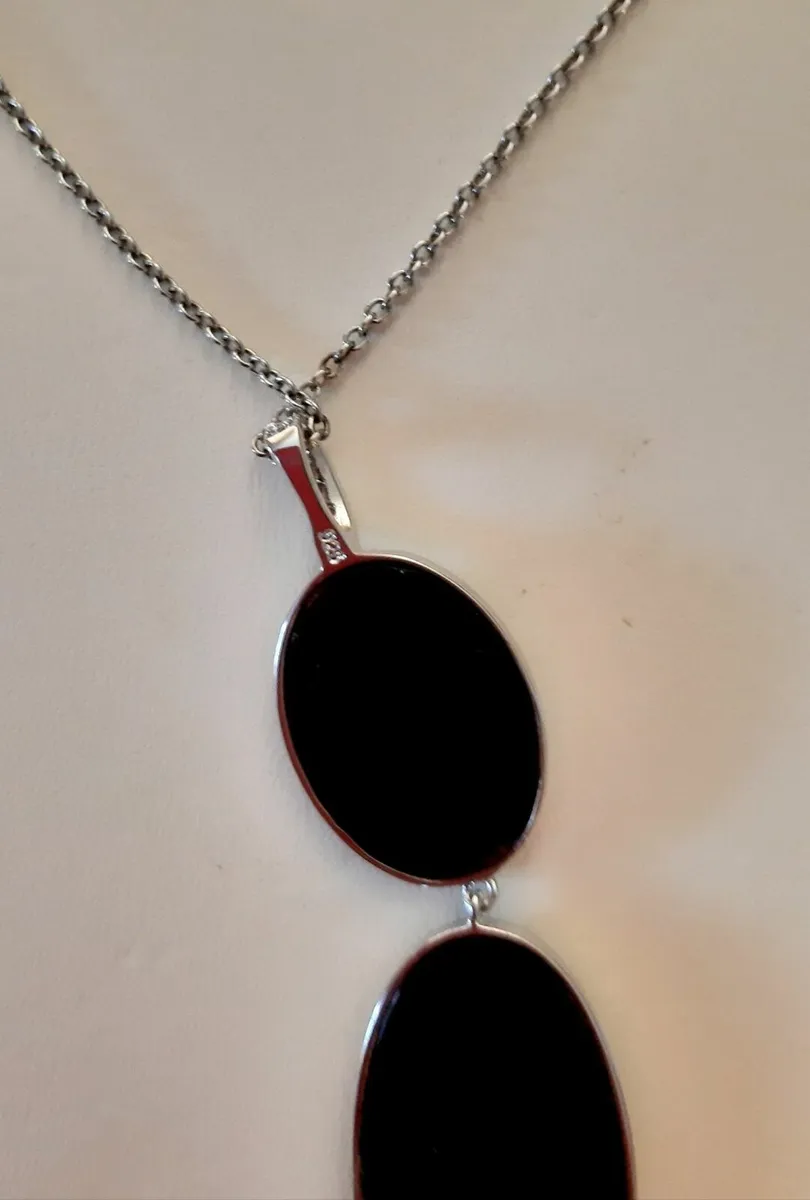 Silver and Black Pendant and Bracelet - Image 4