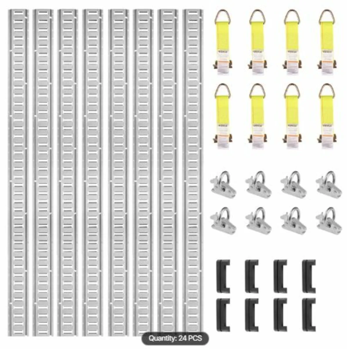 E Track Tie-Down Rail Kit, 24PCS 5' E-Tracks Set - Image 1
