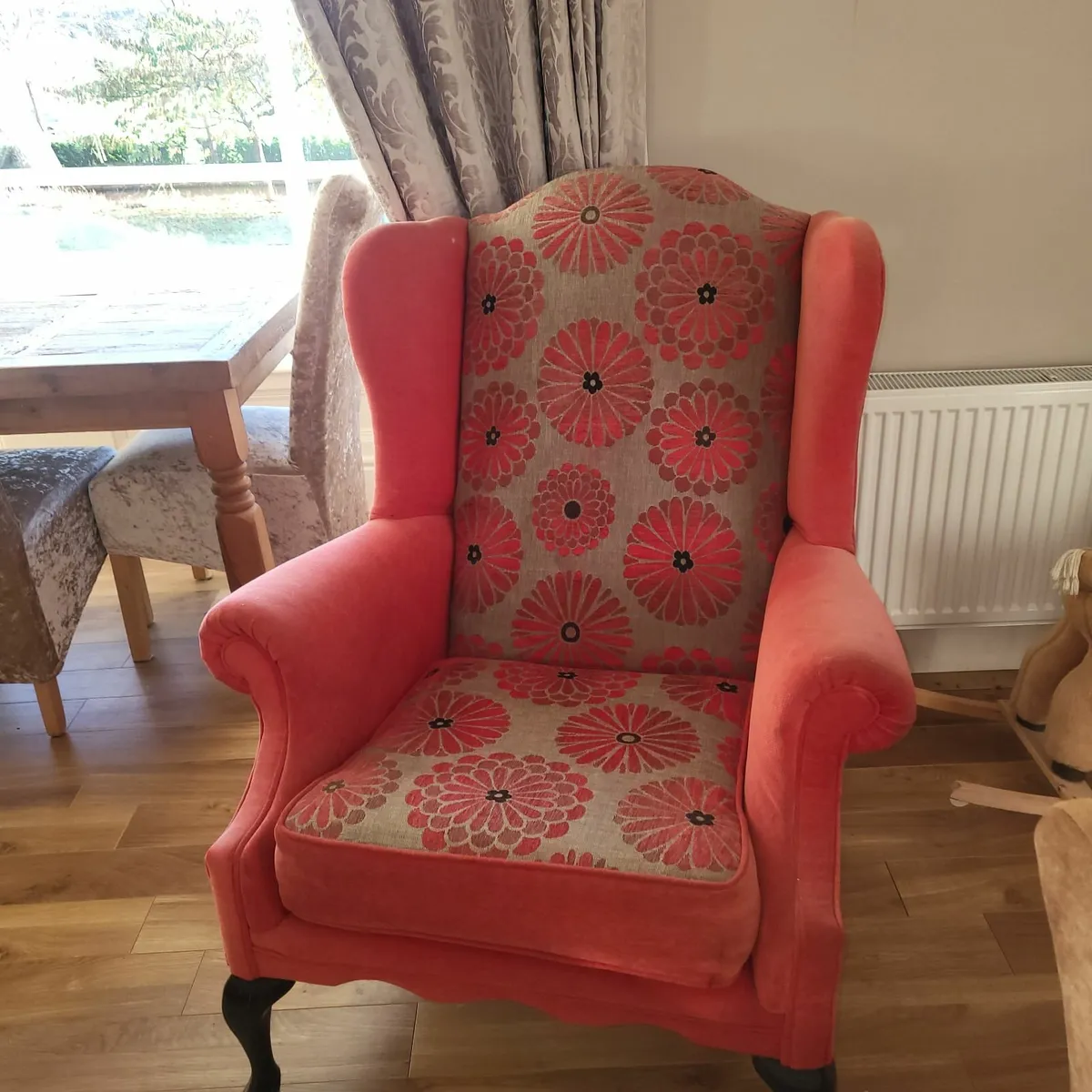 Wing back queen Anne armchair