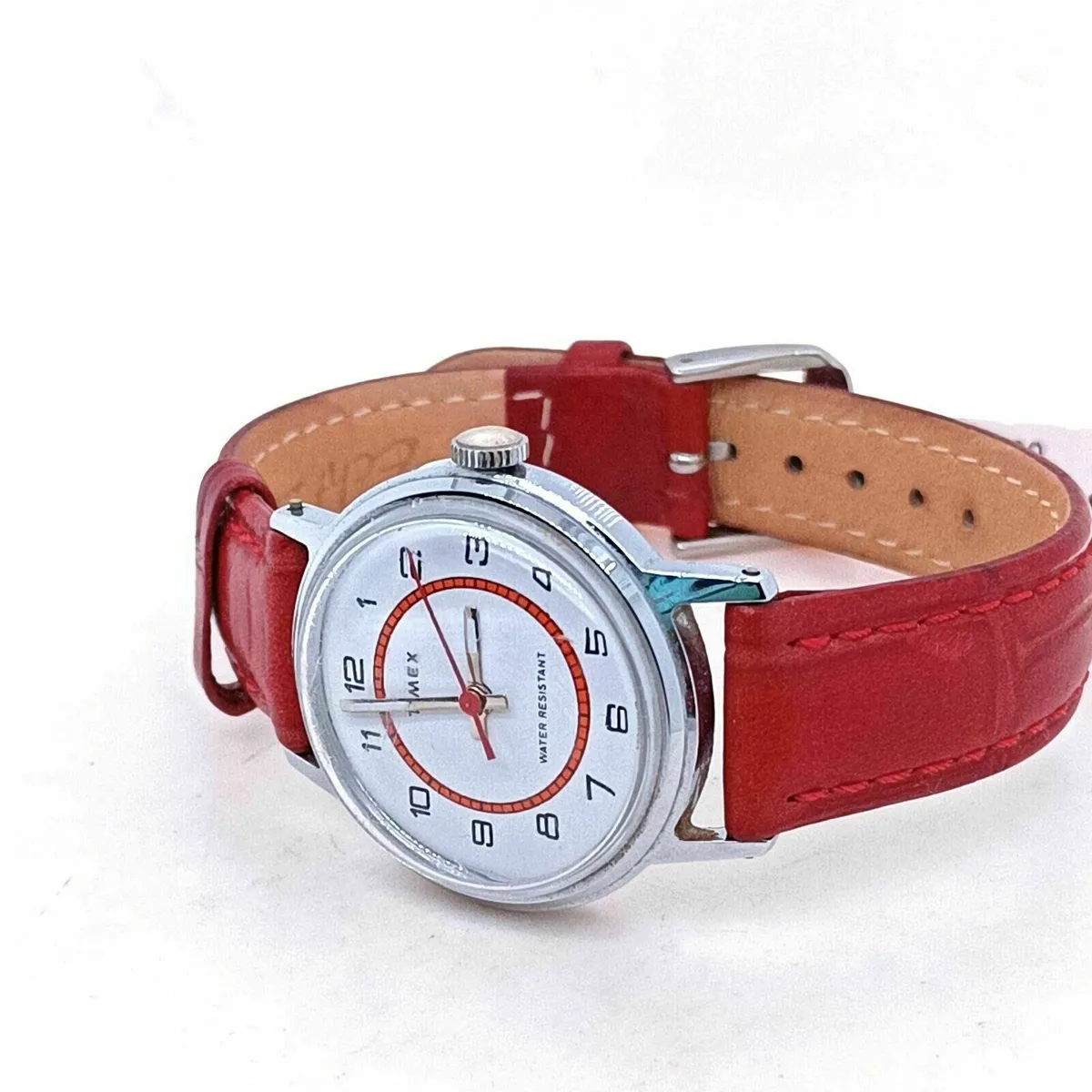 Timex Vintage Watch , Red Leather Strap - Image 2