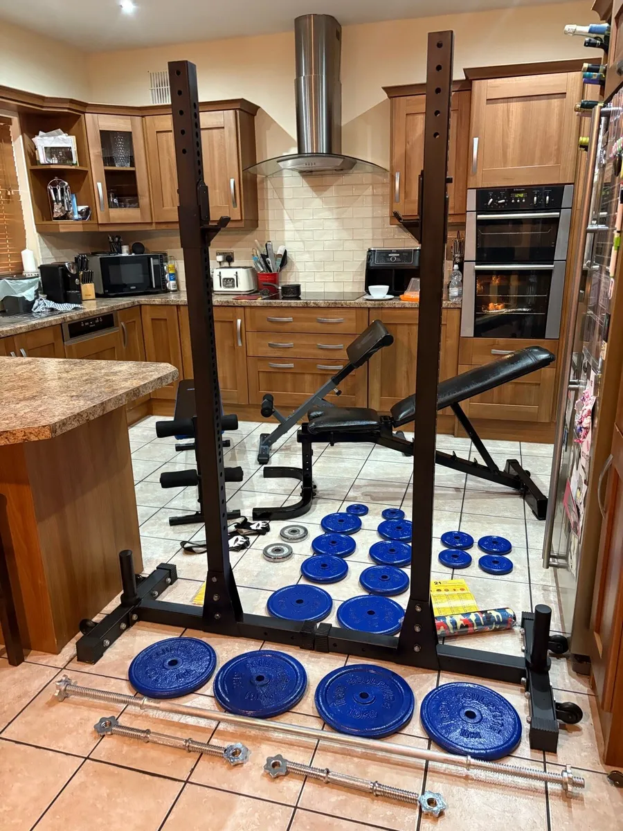 MASSIVE GYM BUNDLE, HEAVY RACKS, BENCHES X 3!! - Image 1