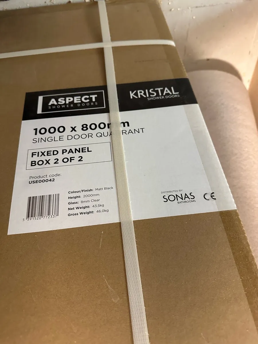 Sonas 1000x800 Quadrant Shower Door Matt Blackout - Image 2