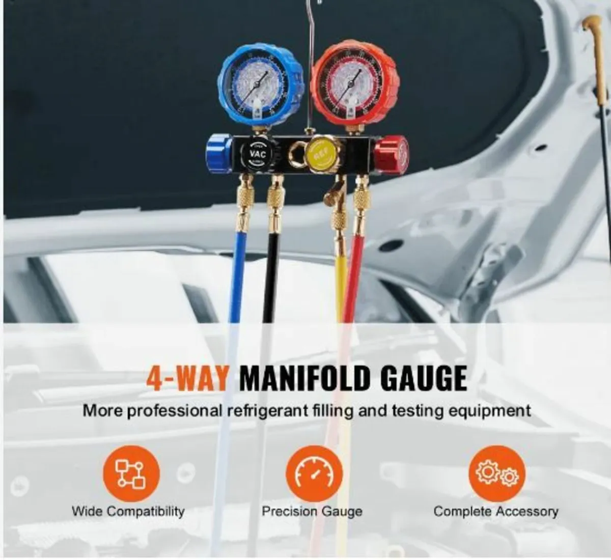 4 Way AC Gauge - AC Manifold Gauge Set - Image 2