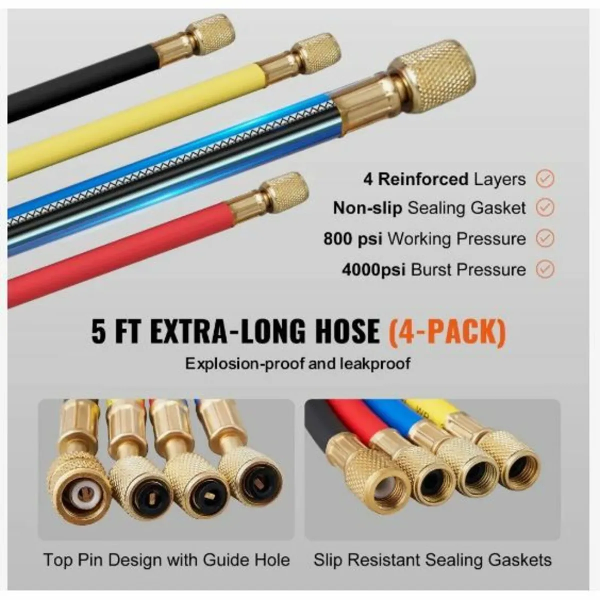 4 Way AC Gauge - AC Manifold Gauge Set - Image 4