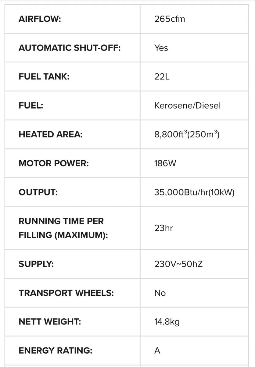 Space Heater 10kw Diesel/Kerosene - Image 2