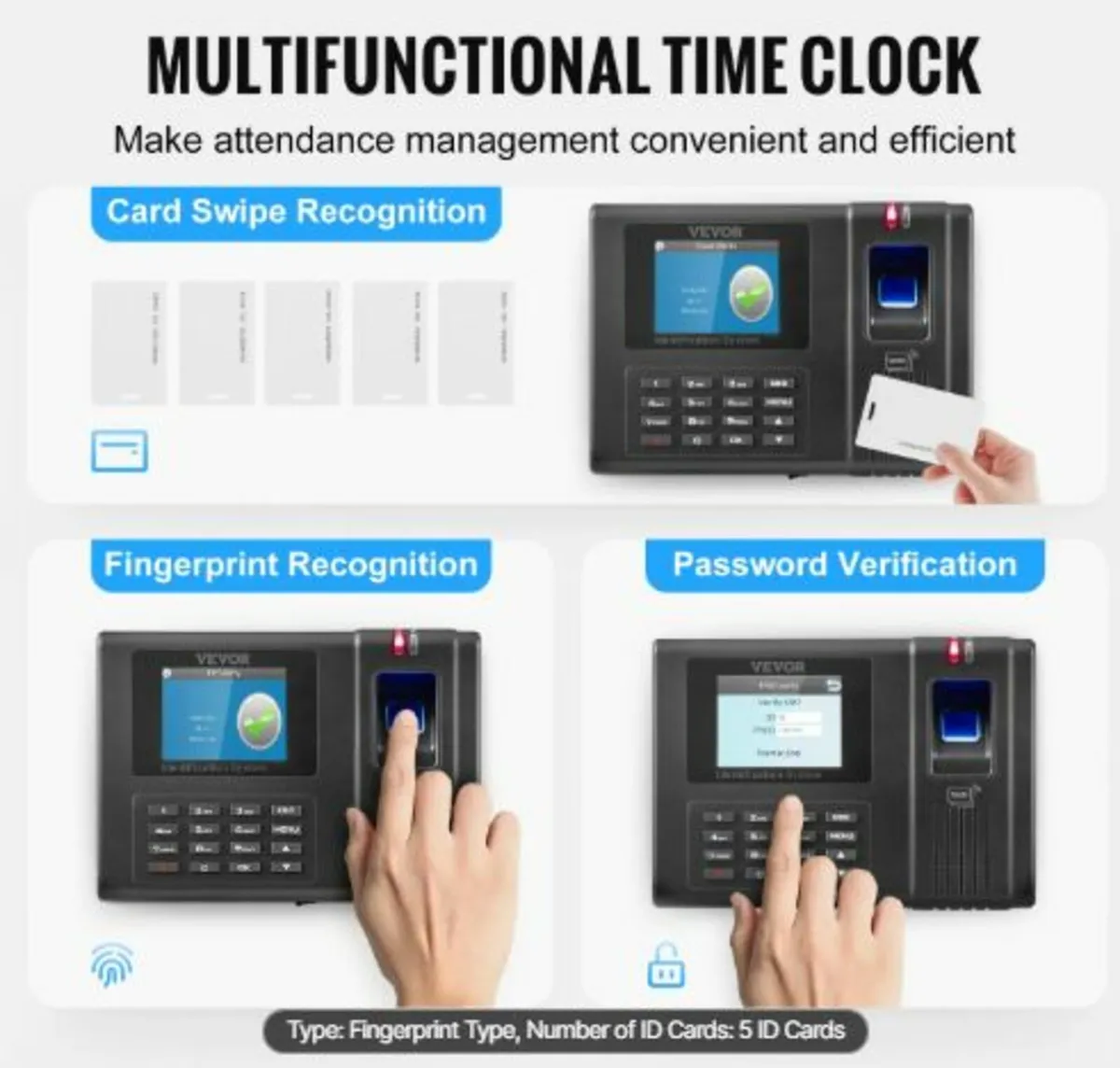 Time Clock,Employee Attendance Machine with Finger - Image 2