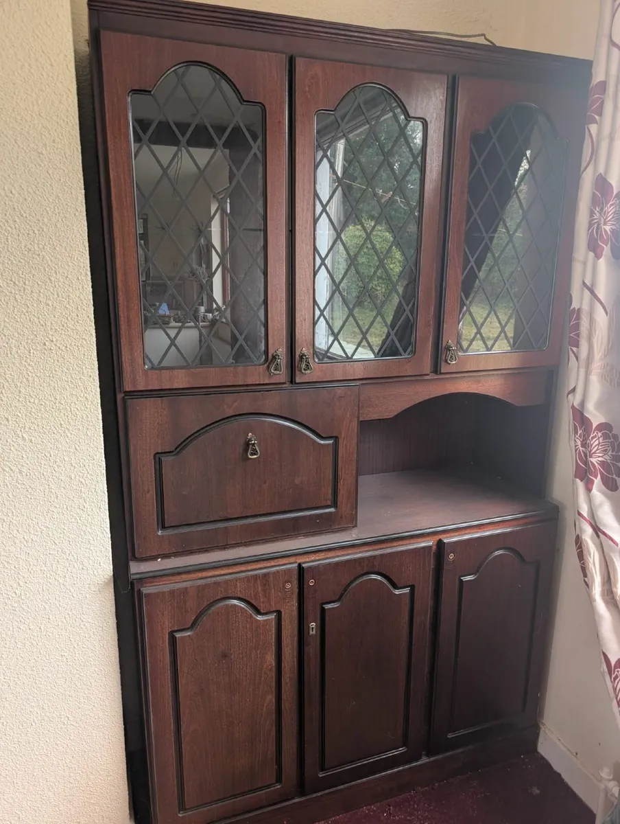 Vintage Dark Wood Display Cabinet unit