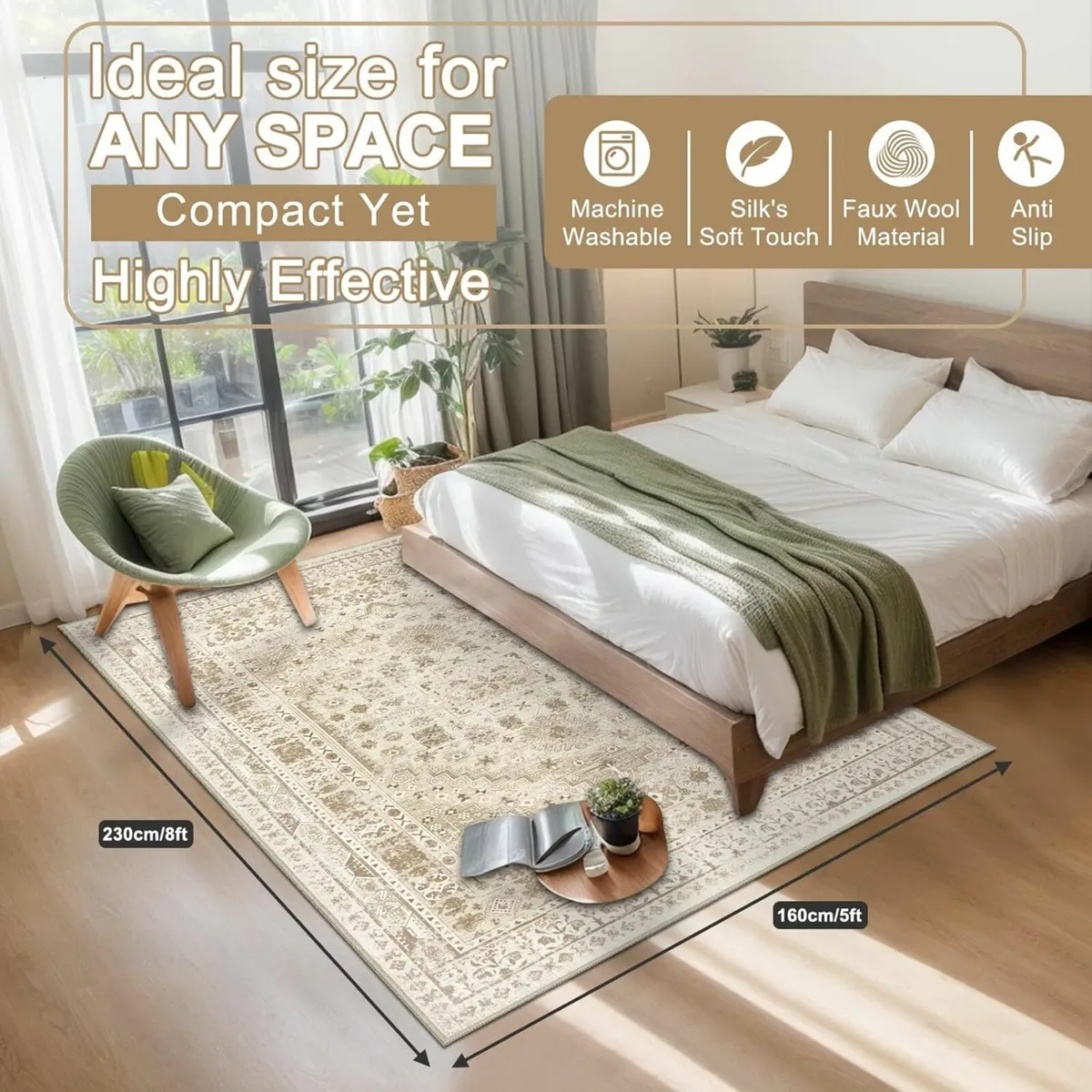 Christmas Rugs Living Room 160x230cm Vintage Beige - Image 3