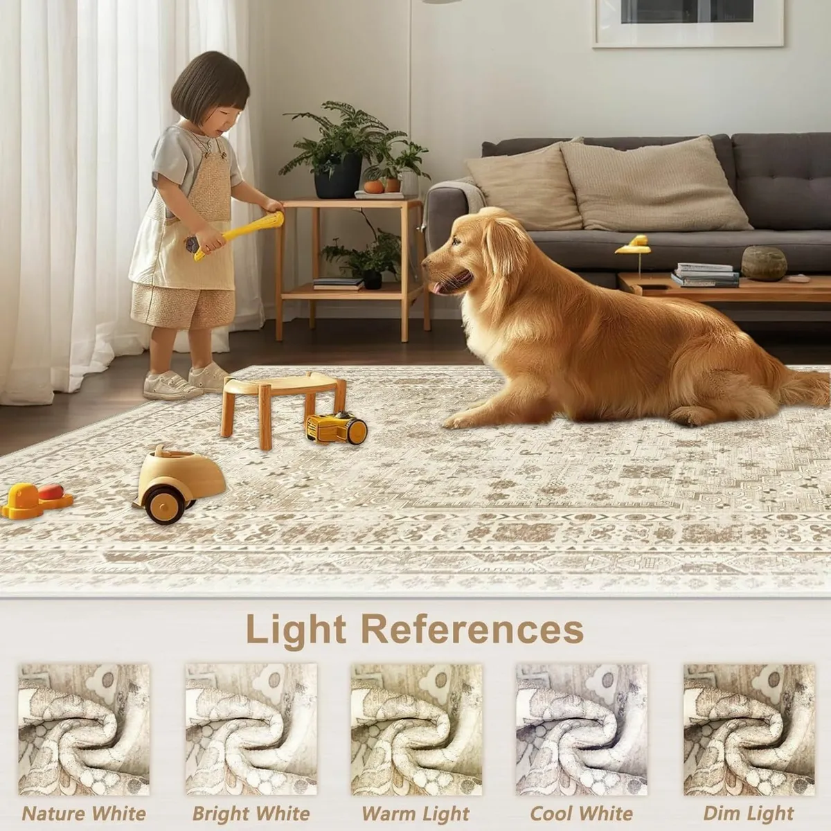 Christmas Rugs Living Room 160x230cm Vintage Beige - Image 4