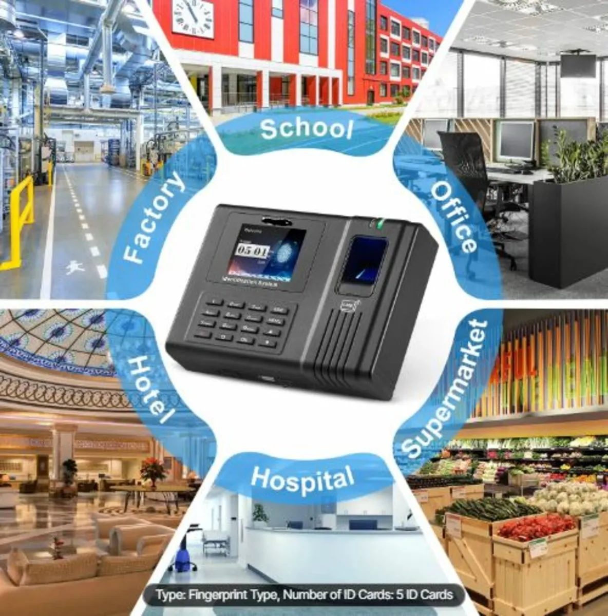 Time Clock,Employee Attendance Machine with Finger - Image 4