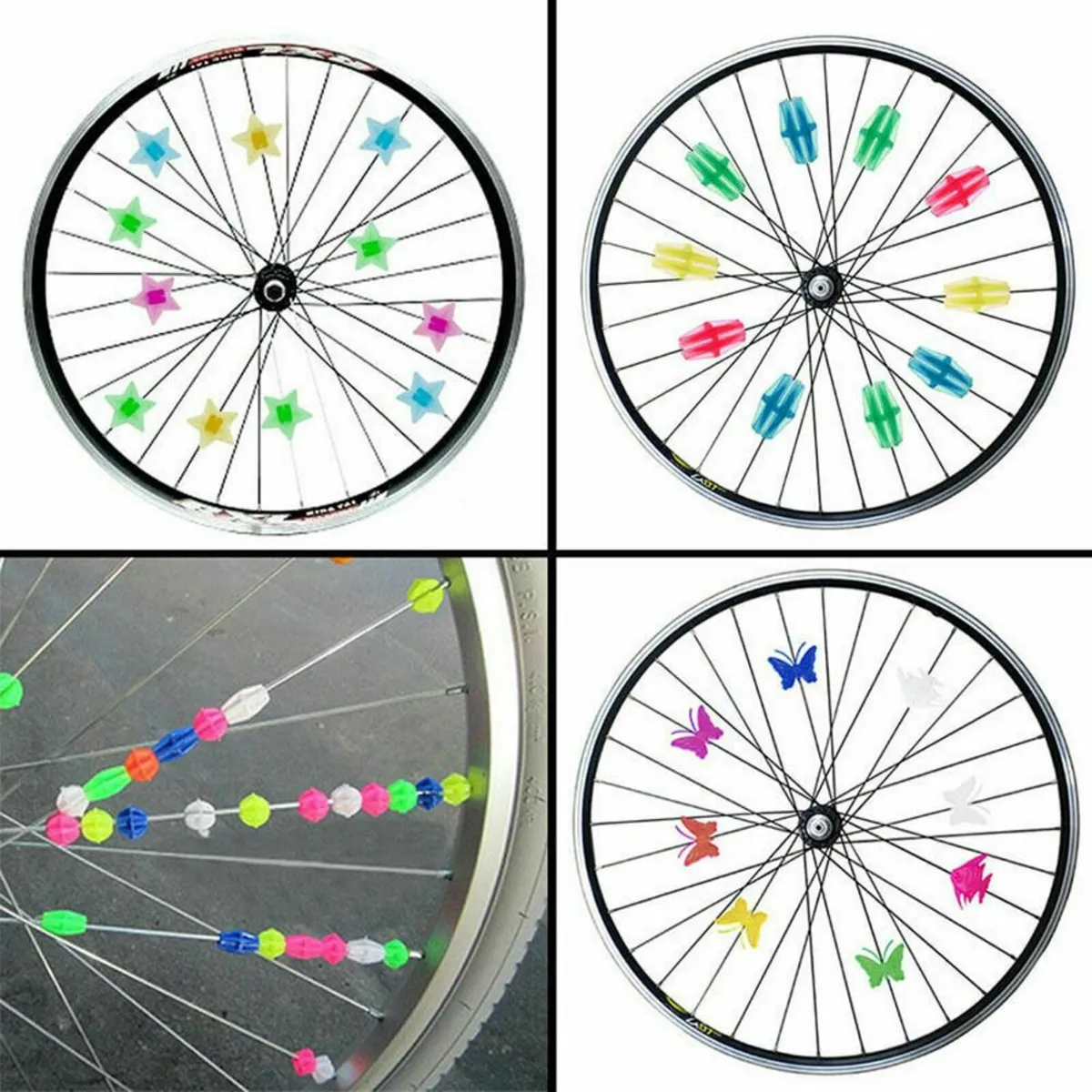 36Pcs Cute Cartoon Style Colorful Bicycle Wheel Pl - Image 1