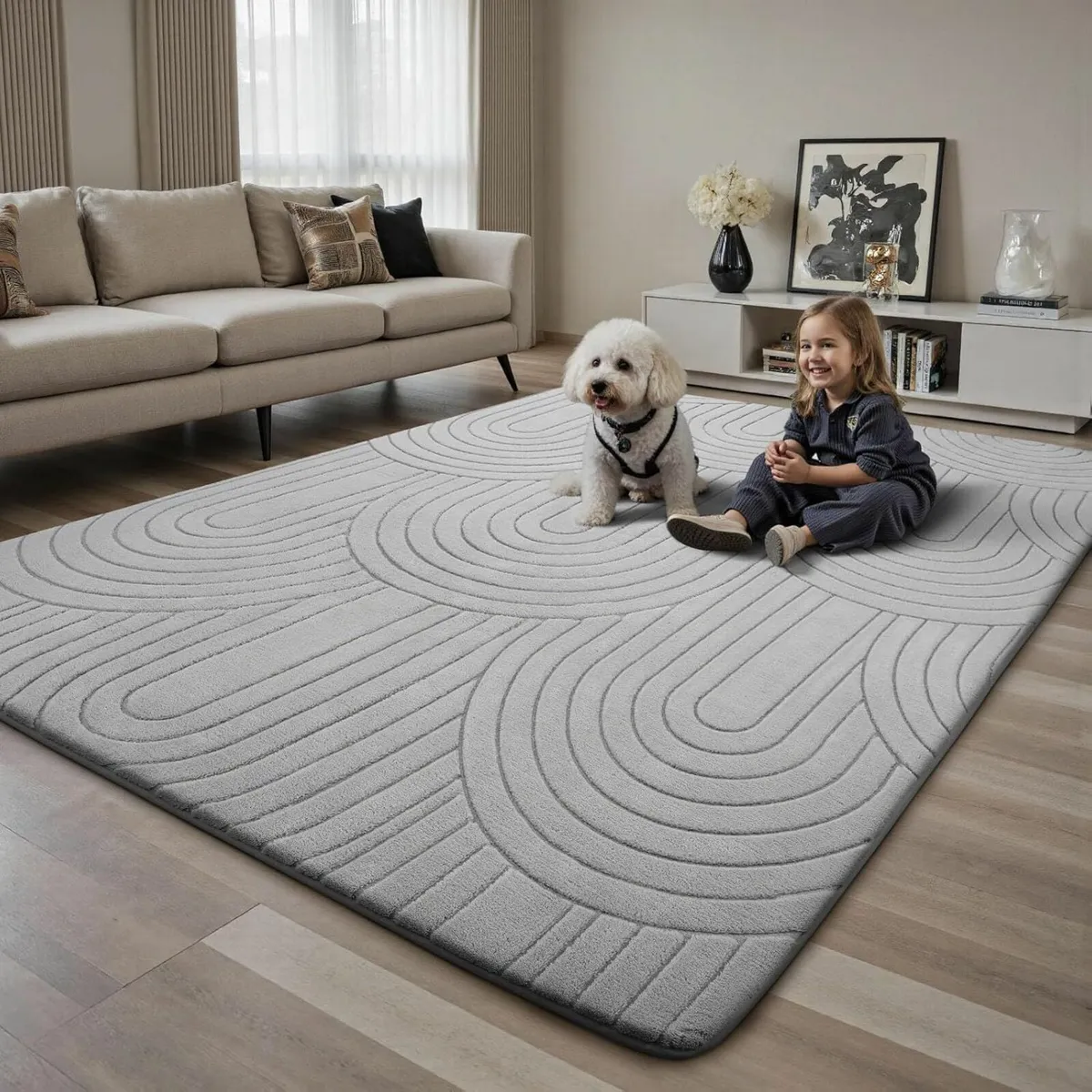 Living Room Bedroom 200x300cm Grey Large Rugs - Image 4
