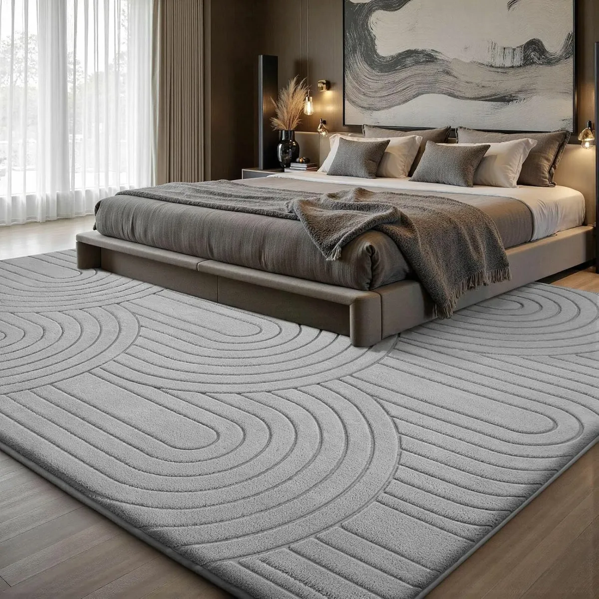 Living Room Bedroom 200x300cm Grey Large Rugs - Image 1