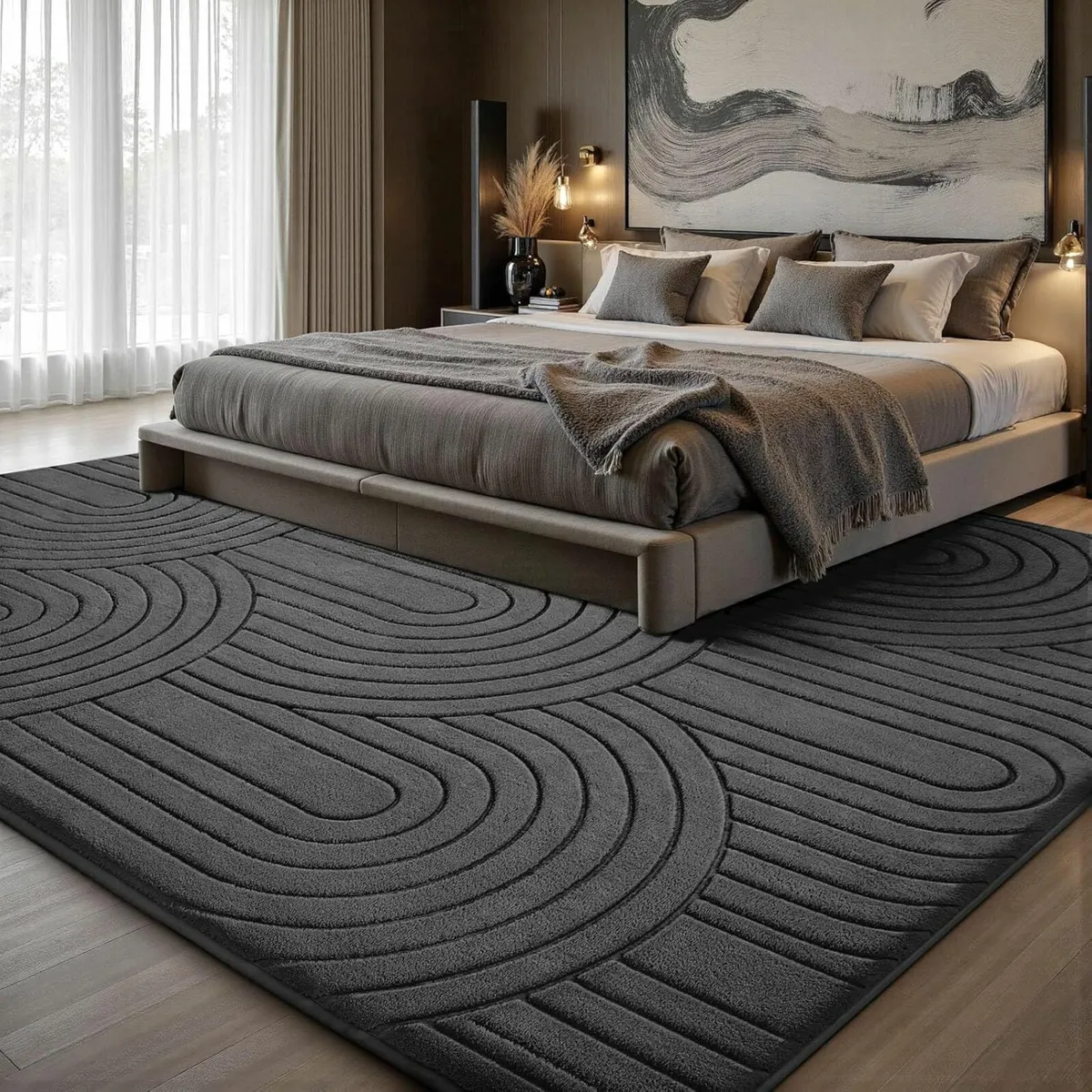 Living Room Bedroom 200x300cm Grey Rugs Washable - Image 2