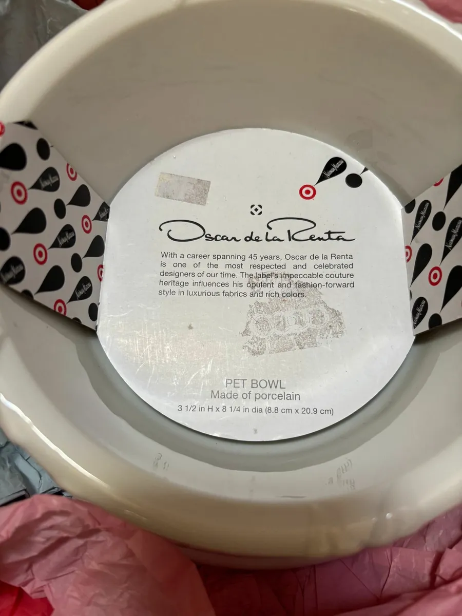 Oscar de la Renta Porcelain Pet Bowl - Image 2