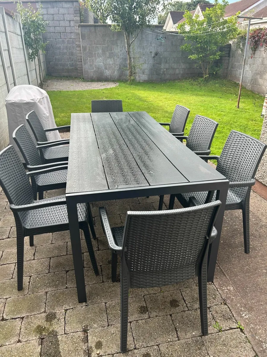 Outdoor Table (seats 8), Chairs & Cover - Image 1