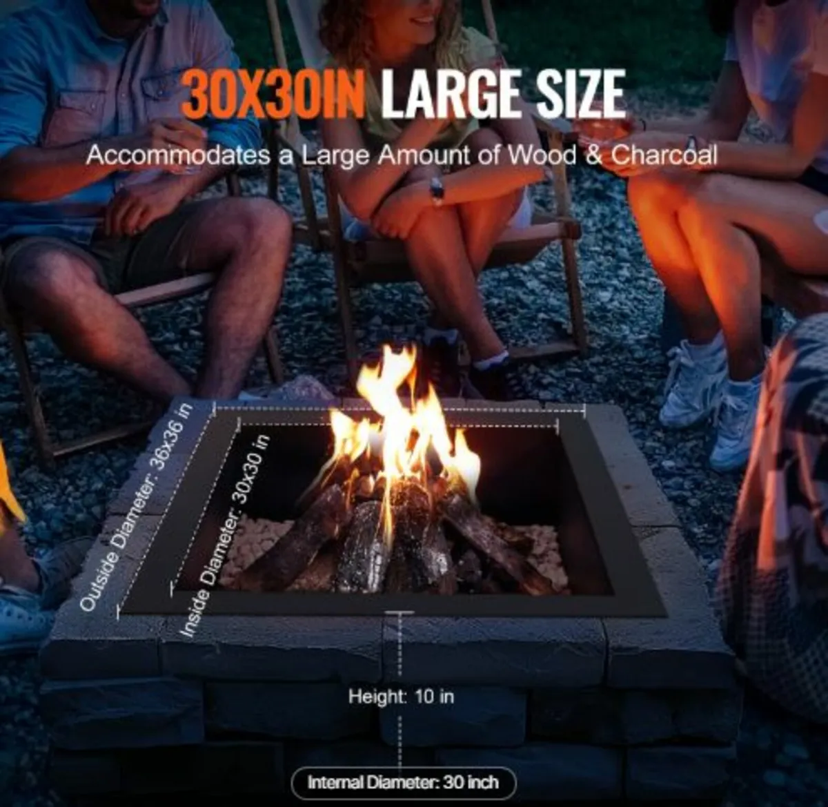 Fire Pit Ring, 36x36 in Outer/30x30 in Inner - Image 4